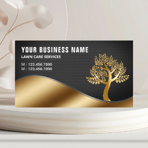 Black Gold Tree Gardening Landscaping Lawn Care Business Card