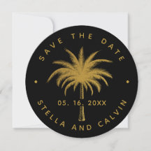 Black & Gold Tropical Palm Tree Photo Wedding
