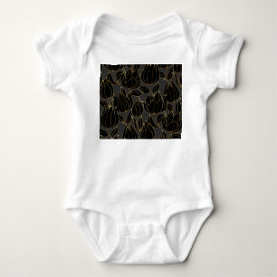 Black Gold Tulips: Luxury Floral Pattern Baby Bodysuit