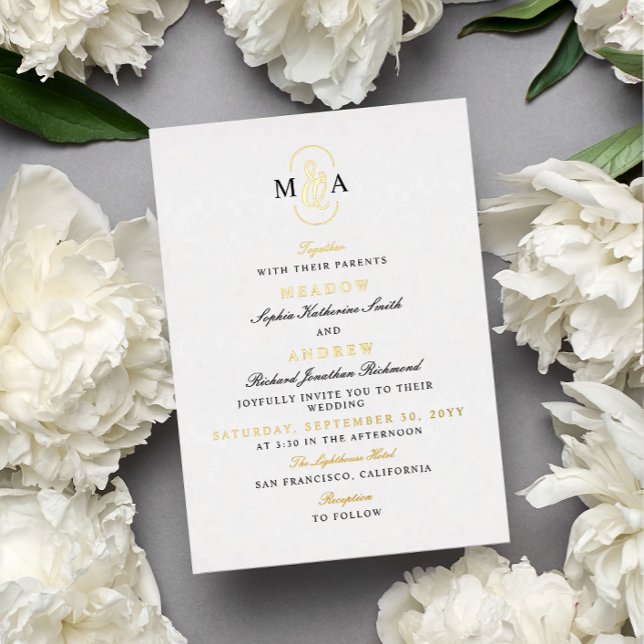 Black Gold Typography Ampersand Monogram Wedding (Creator Uploaded)
