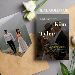Black gold typography modern 2 photos wedding