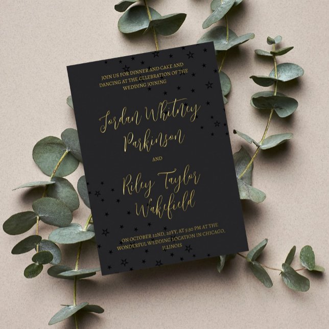 Black & Gold Typography Stars Informal Wedding (Creator Uploaded)