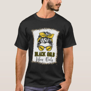 Black Gold Vibes Only Football Women Leopard Footb T-Shirt