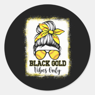 Black Gold Vibes Only Softll Shirt Women Leopard S Classic Round Sticker