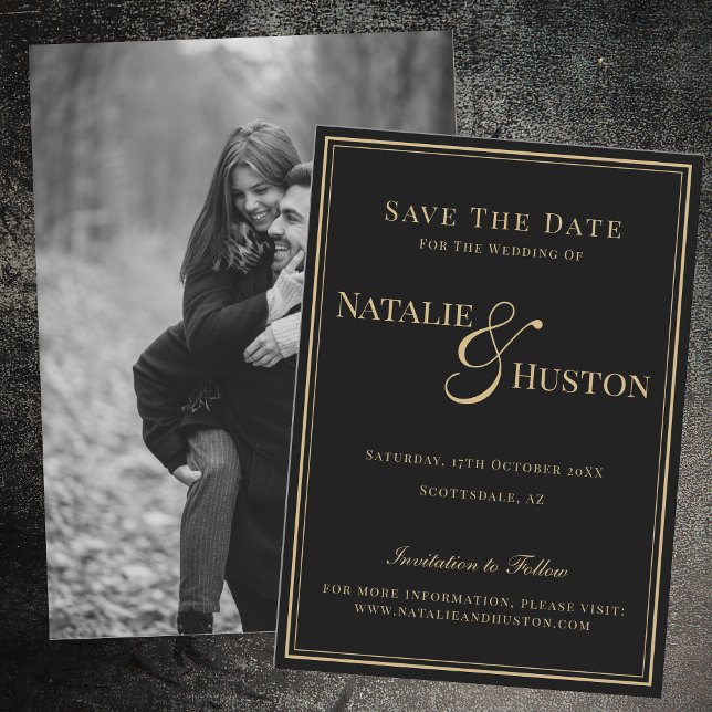Black Gold Victorian Personalised Wedding Save The Date (Creator Uploaded)