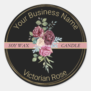 Black & Gold Victorian Rose Candle Product Label