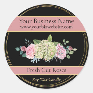 Black & Gold Victorian Rose Candle Product Label