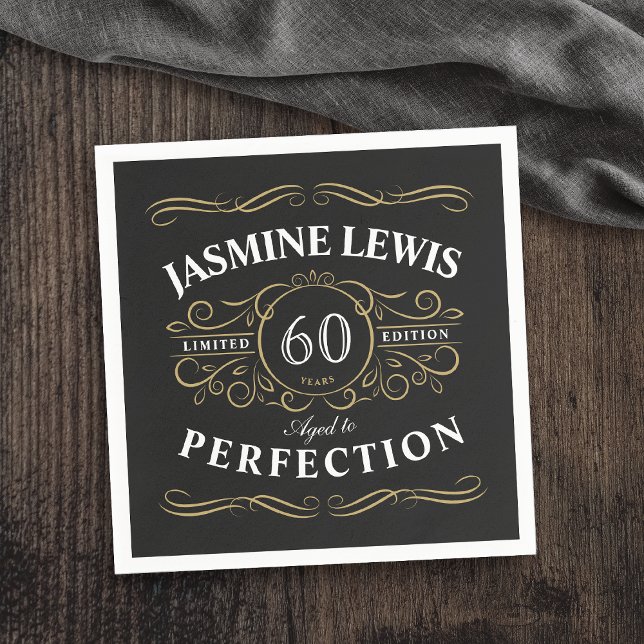 Black Gold Vintage Aged To Perfection birthday Napkin (Black Gold Vintage Aged To Perfection birthday Napkins)