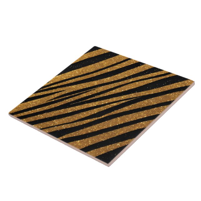 Black Gold Vintage Art Deco Modern Collection Tile (Side)