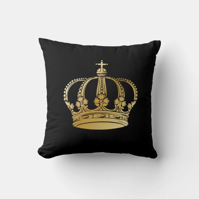 Black Gold Vintage Crown Cushion (Front)