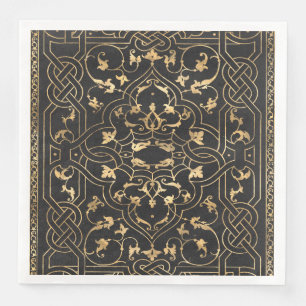Black gold Vintage Ornate Gold Napkin