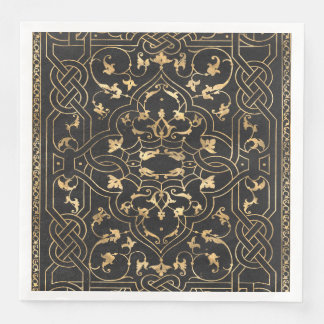 Black gold Vintage Ornate Gold Napkin