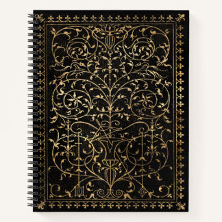 Black Gold Vintage Ornate Gold Notebook