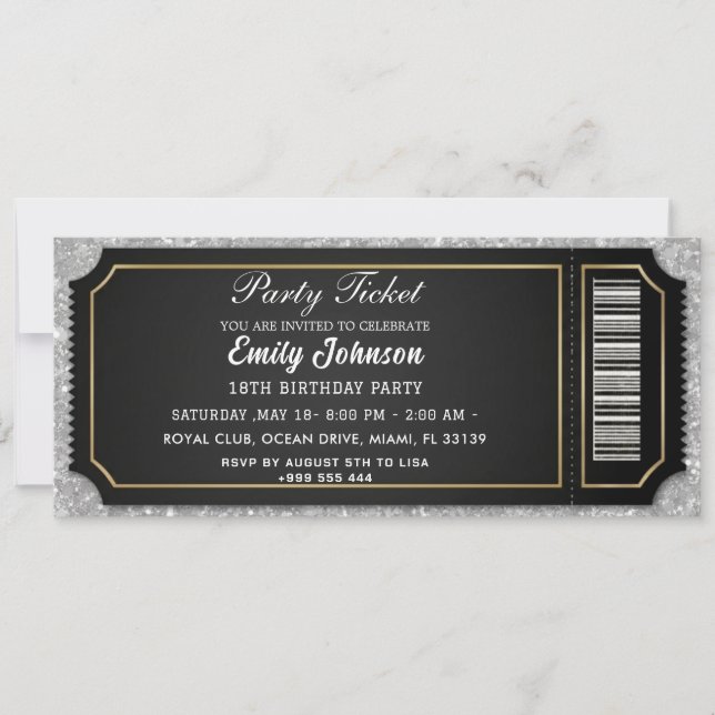Black Gold VIP Party Ticket Birthday Invitation (Front)