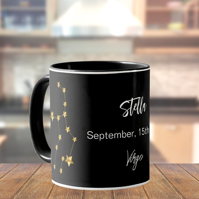 Black gold Virgo star constellation birthday Mug (Creator Uploaded)