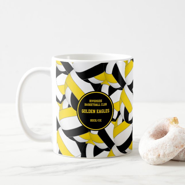 black gold volleyball coach thank you his hers coffee mug (With Donut)