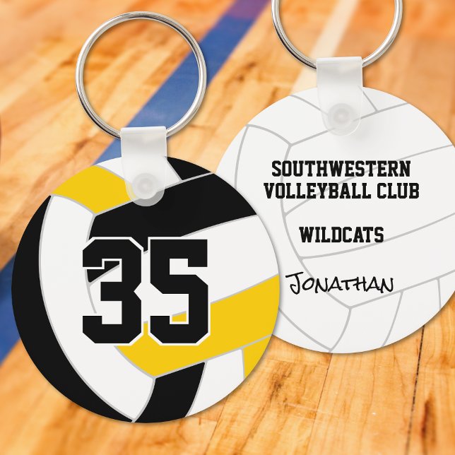 Black gold volleyball team colours key ring (Creator Uploaded)