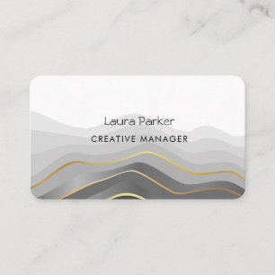 Black Gold Waves Minimal Curves Modern Business Card