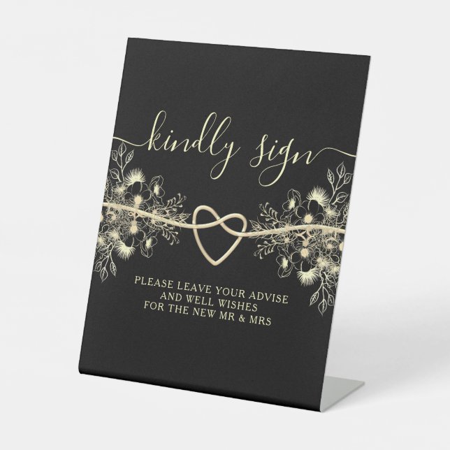 Black Gold Wedding Advice Sign (Front)