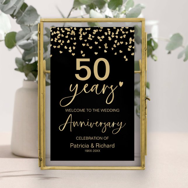 Black Gold Wedding Anniversary Welcome Sign (Creator Uploaded)