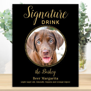Black Gold Wedding Custom Pet Dog Signature Drink Poster
