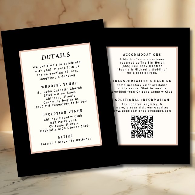 Black Gold Wedding Detail Template QR Code (Creator Uploaded)