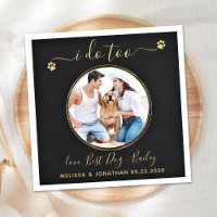 Black Gold Wedding I Do Too Custom Pet Dog Photo