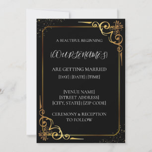 Black Gold Wedding Invitation