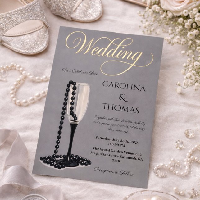 Black Gold Wedding Invitation Luxury Elegant (Creator Uploaded)