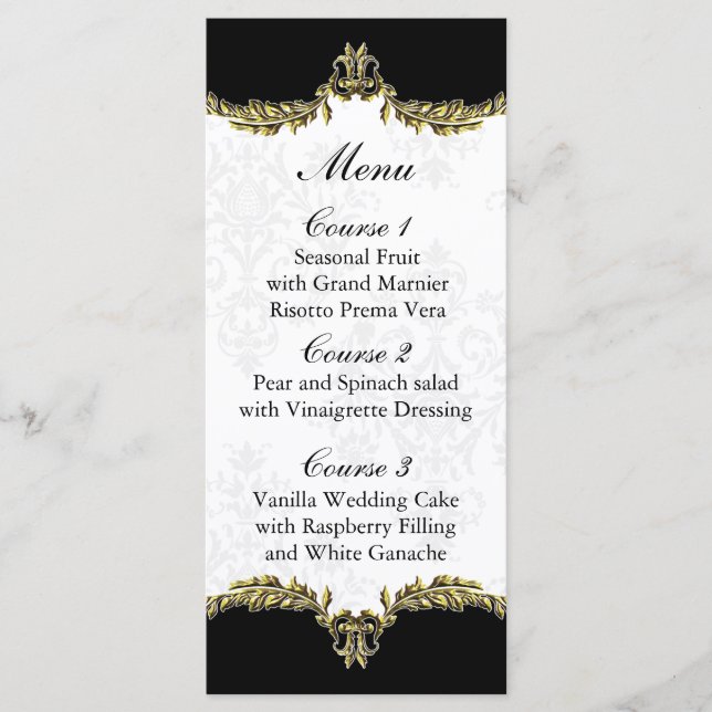 black gold wedding menu (Front)