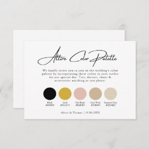 Black Gold Wedding + Neutrals Attire Colour Palett Enclosure Card
