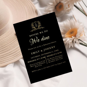 Black & gold Wedding Rehearsal dinner initial