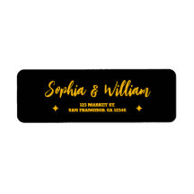 Black & Gold Wedding Return Address Labels
