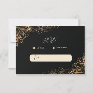Black Gold Wedding RSVP Card