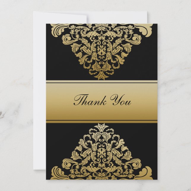 black gold wedding ThankYou Cards (Front)