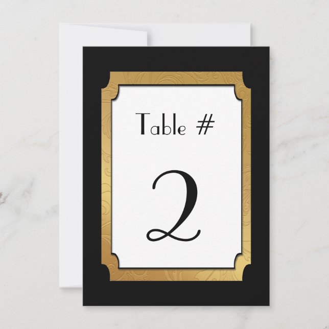 Black & Gold Wedding Wedding Table Number (Front)