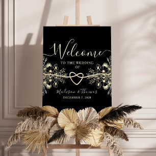 Black Gold Wedding Welcome Poster