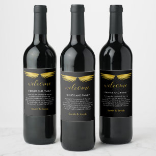 Black Gold Wedding Welcome Wine Label