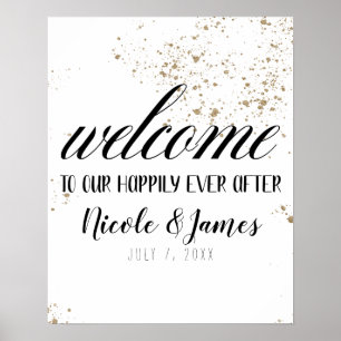 Black & Gold Welcome to Our Wedding Sign