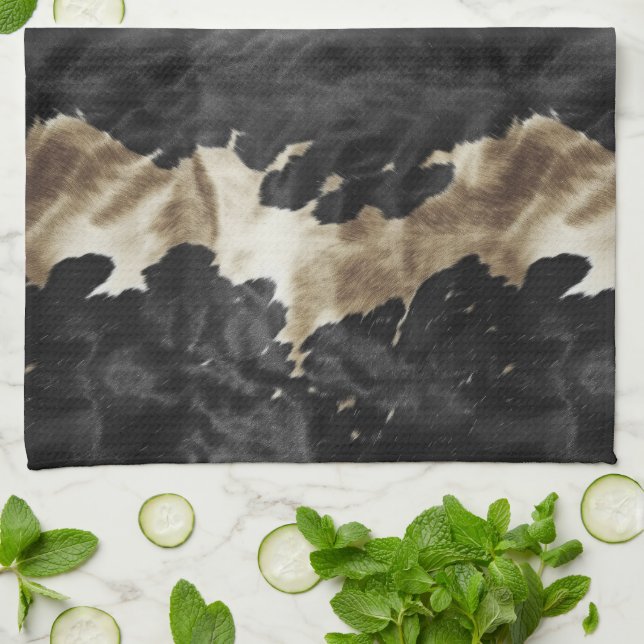 Black Gold Western Cowhide Tea Towel (Folded)