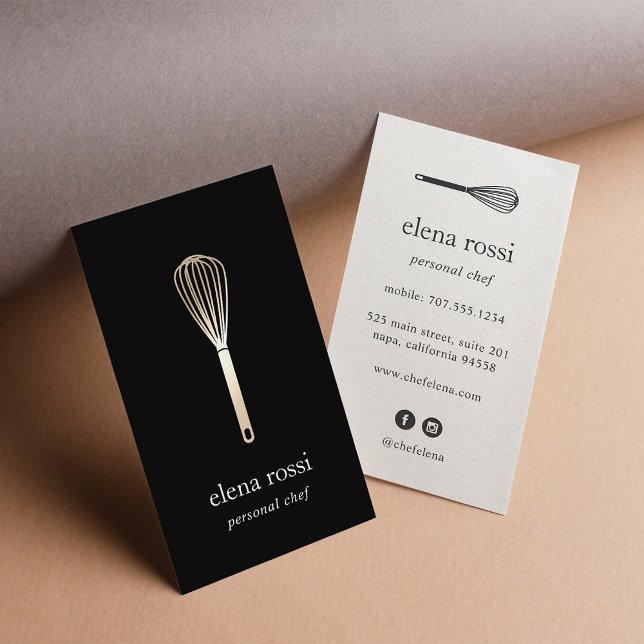 Black & Gold Whisk | Chef Catering Bakery Business Card (Creator Uploaded)