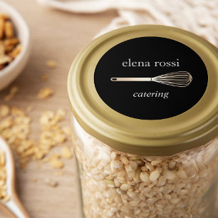 Black & Gold Whisk Logo   Chef Caterer Baker Classic Round Sticker