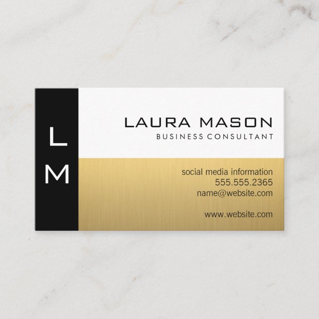Black Gold White Business Card (Front)