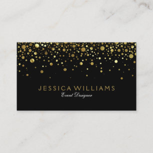 Black, Gold & White Circles Popcorn Reversible Business Card
