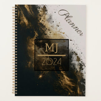 BLACK GOLD WHITE ELEGANT GLAMOUR GLITTER Planner