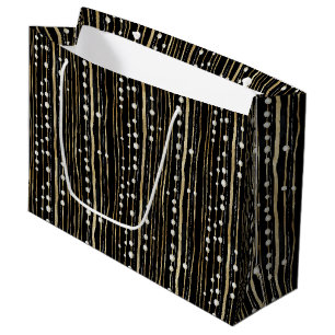 Black Gold White Pearls Bridal Shower Large Gift Bag
