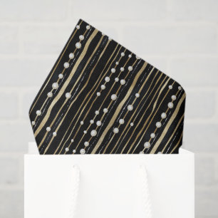 Black Gold White Pearls Bridal Shower Tissue Paper