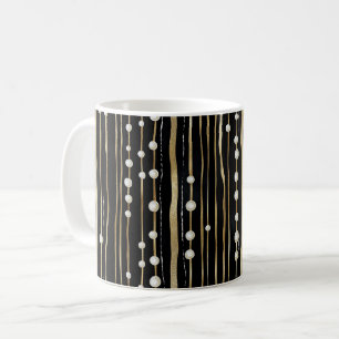 Black Gold White Pearls Coffee Mug