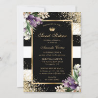 Black Gold White Purple Orchid Sweet 16 Birthday