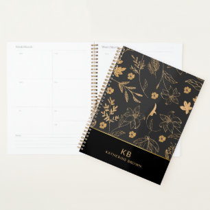 Black Gold Wildflowers floral bloom 2026  planner